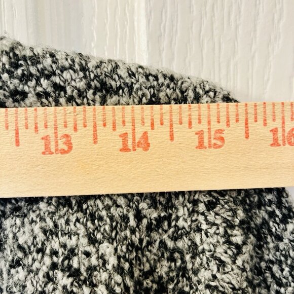 L.L Bean Open Front L Cardigan Wool Blend Knitted Black & White Duster Boho Boxy - Picture 9 of 9